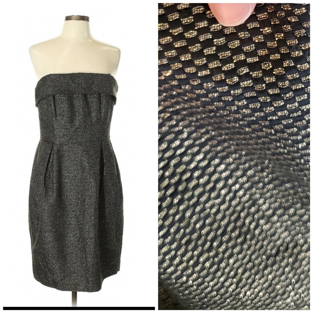 ✨ Shoshanna Luxe Black & Gold Dot Strapless Dress ✨Size 10 — New With Tags